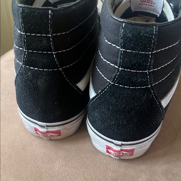 Vans Black and White High-Top Sneakers with Signature Stripe - Picture 3 of 7